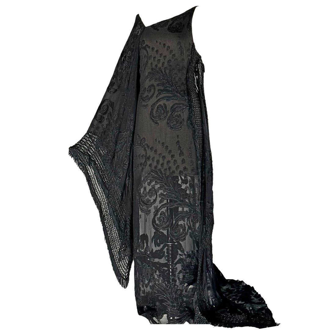 Christian Dior Gianfranco Ferre Sheer Black Gown Fall/Winter 1993 Size 38FR

