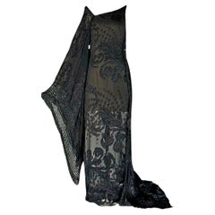 Christian Dior Gianfranco Ferre Vestido negro transparente Otoño/Invierno 1993 Talla 38FR
