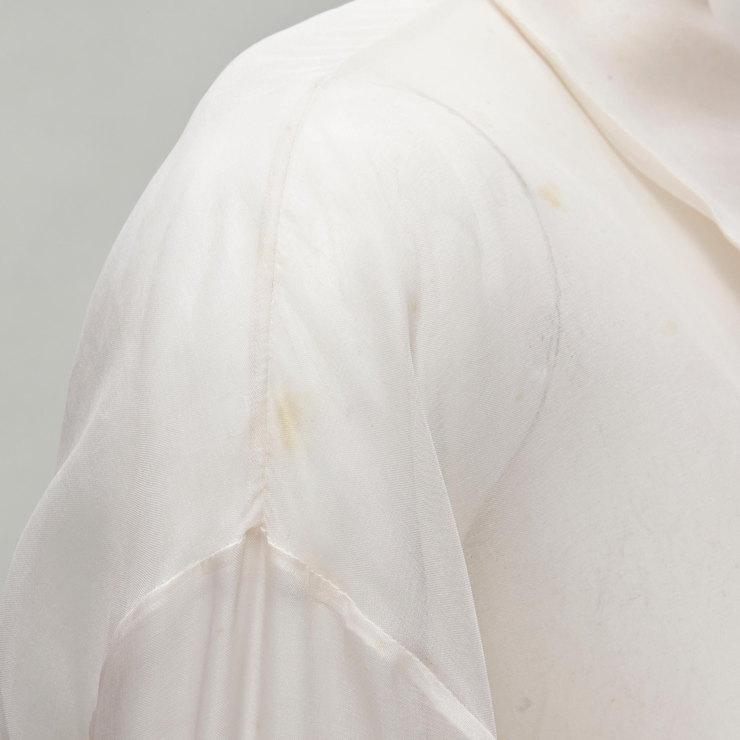 CHRISTIAN DIOR Gianfranco Ferre white sheer gold embroidery silk shirt FR38 M 7