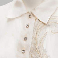 CHRISTIAN DIOR Gianfranco Ferre white sheer gold embroidery silk shirt FR38 M