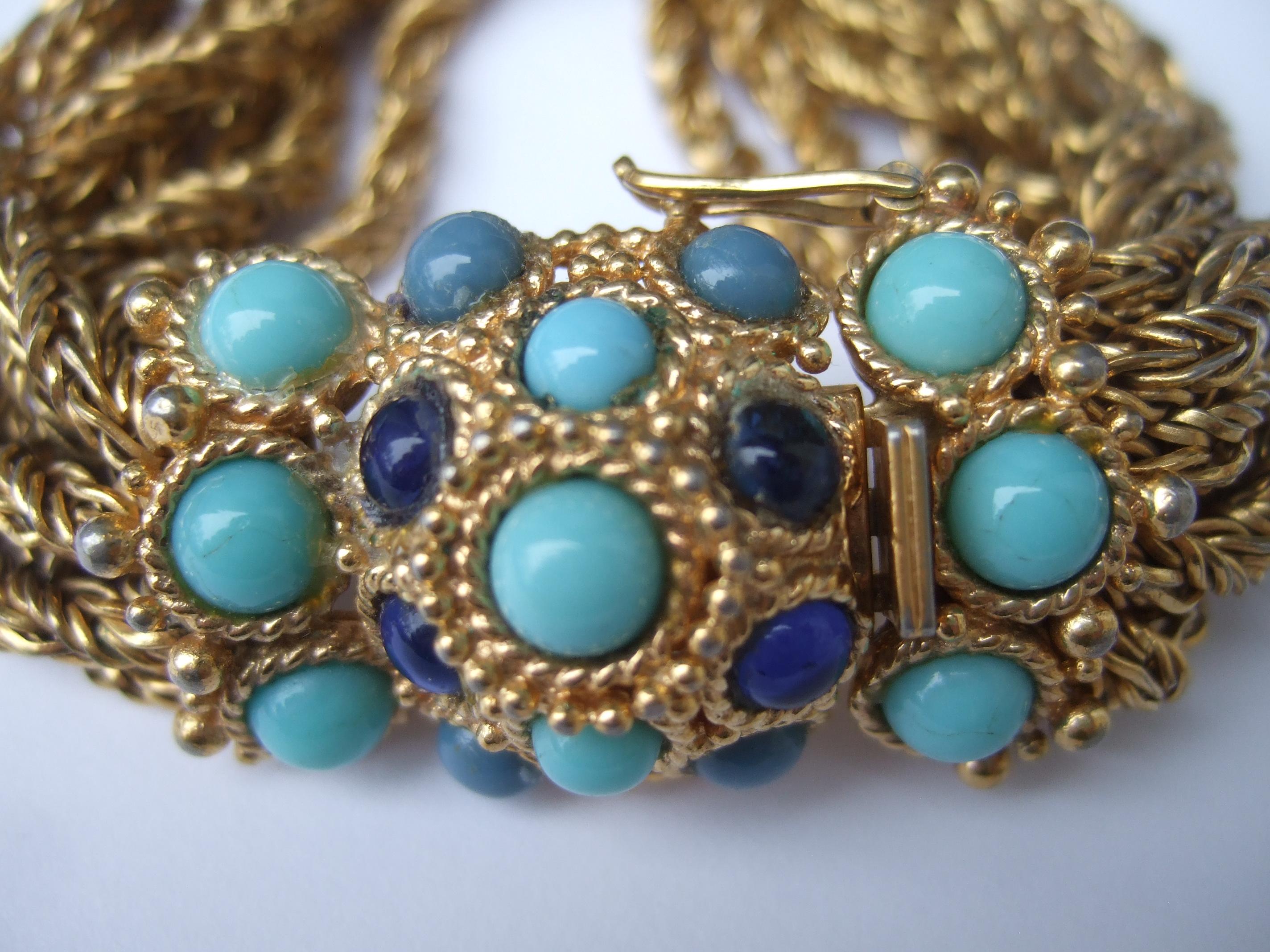 Christian Dior Glass Cabochon Gilt Mesh Chain Bracelet c 1967 In Good Condition In University City, MO