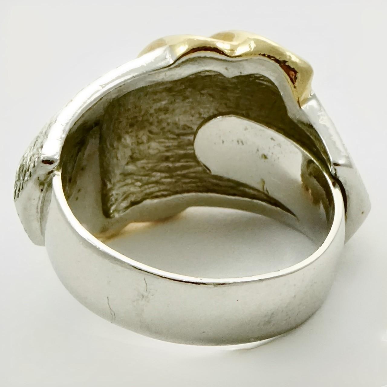 Christian Dior Gold and Silver Plated Cocktail Ring with Clear Rhinestones For Sale 1