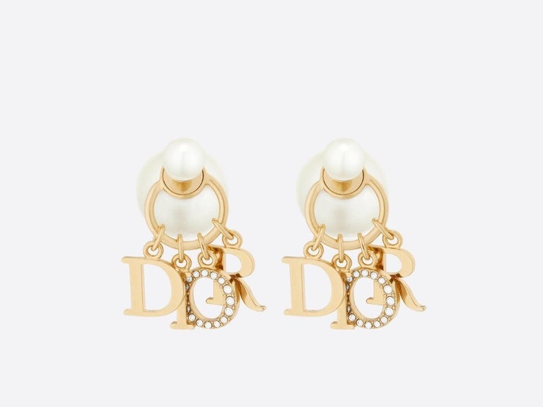 Dior Tribales Earrings Matte Pink-Finish Metal and White Resin Pearls
