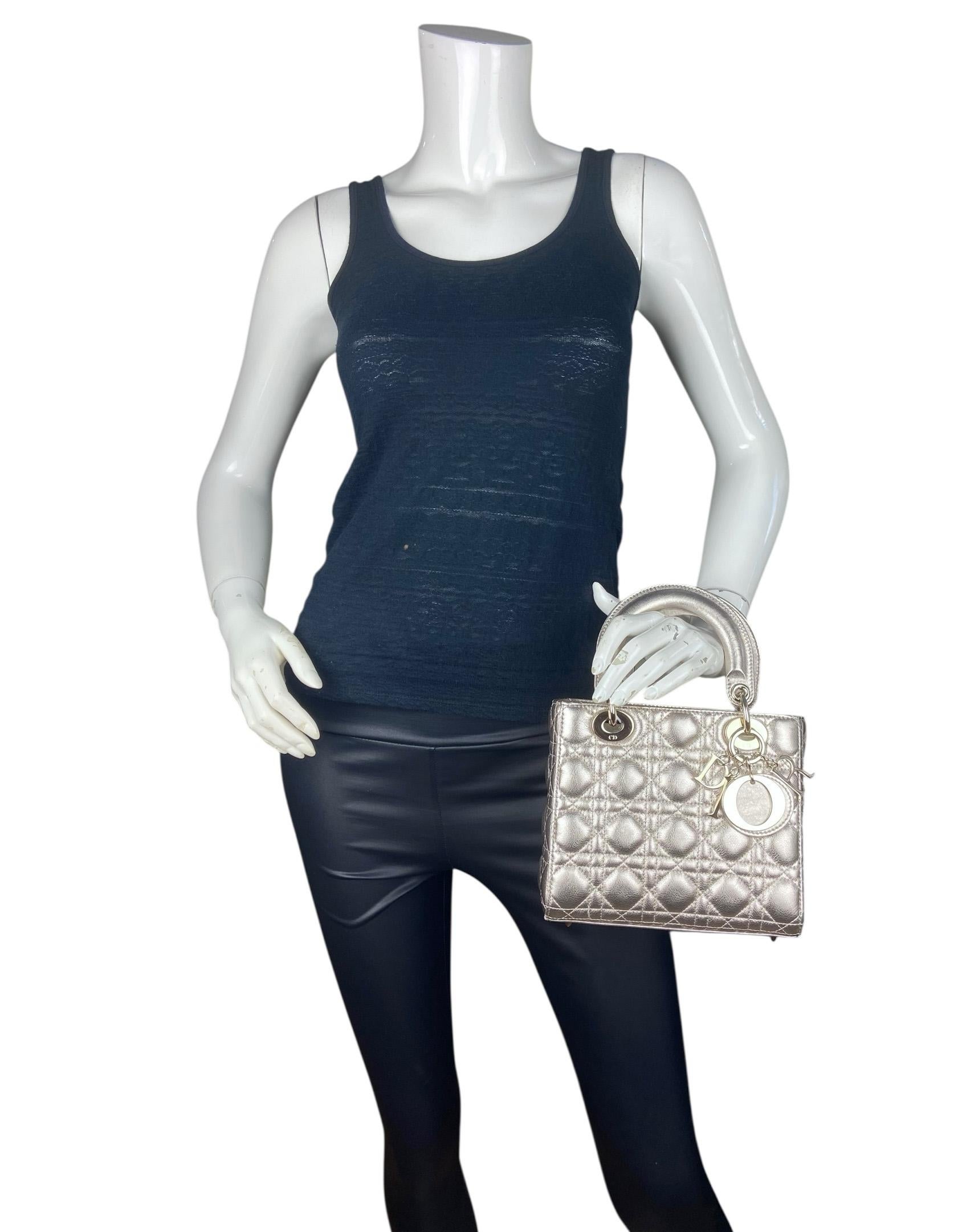Grigio Christian Dior Borsa Cannage in pelle oro trapuntata My ABCDior Piccola Lady Dior in vendita