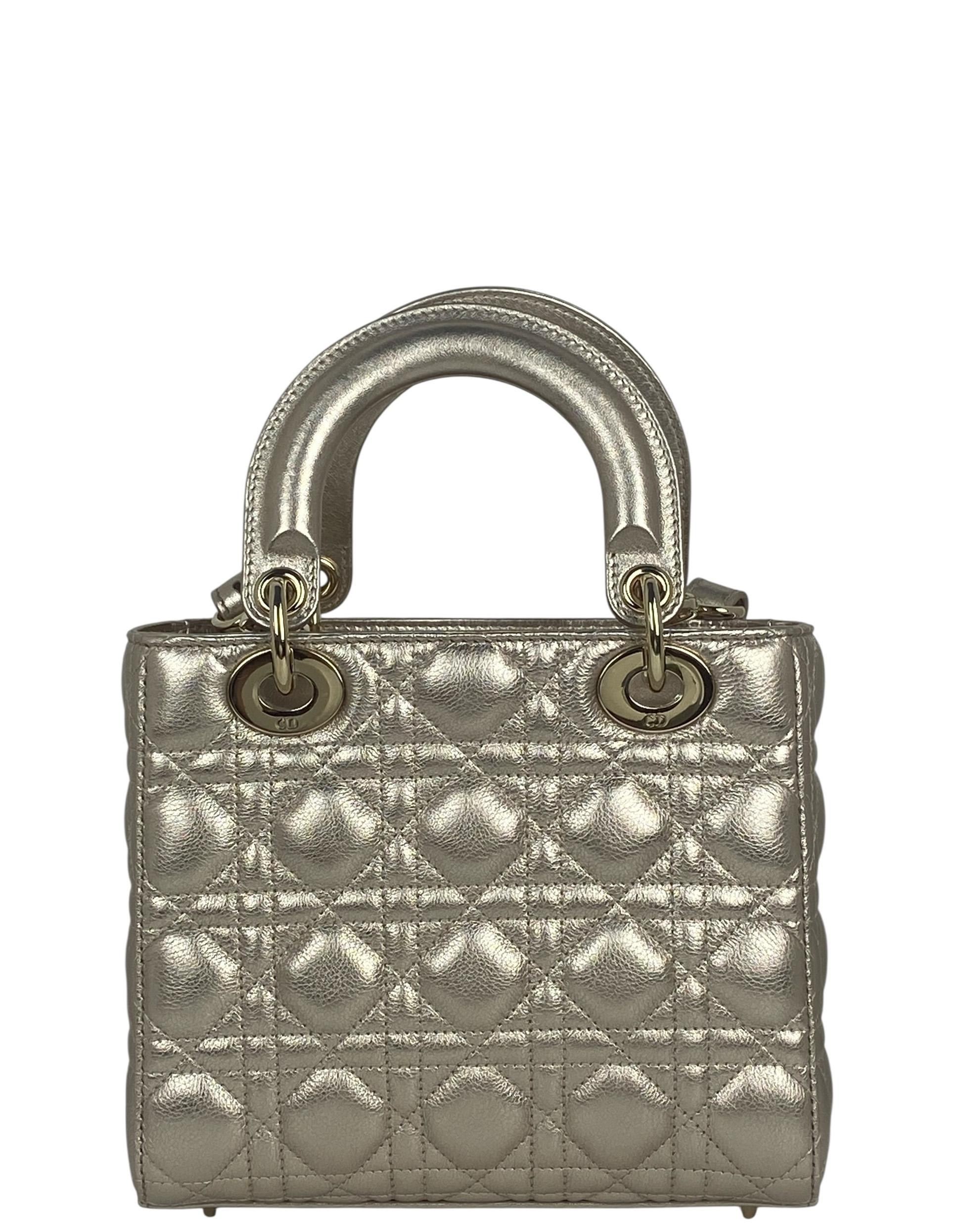 Christian Dior Borsa Cannage in pelle oro trapuntata My ABCDior Piccola Lady Dior In condizioni ottime in vendita a New York, NY