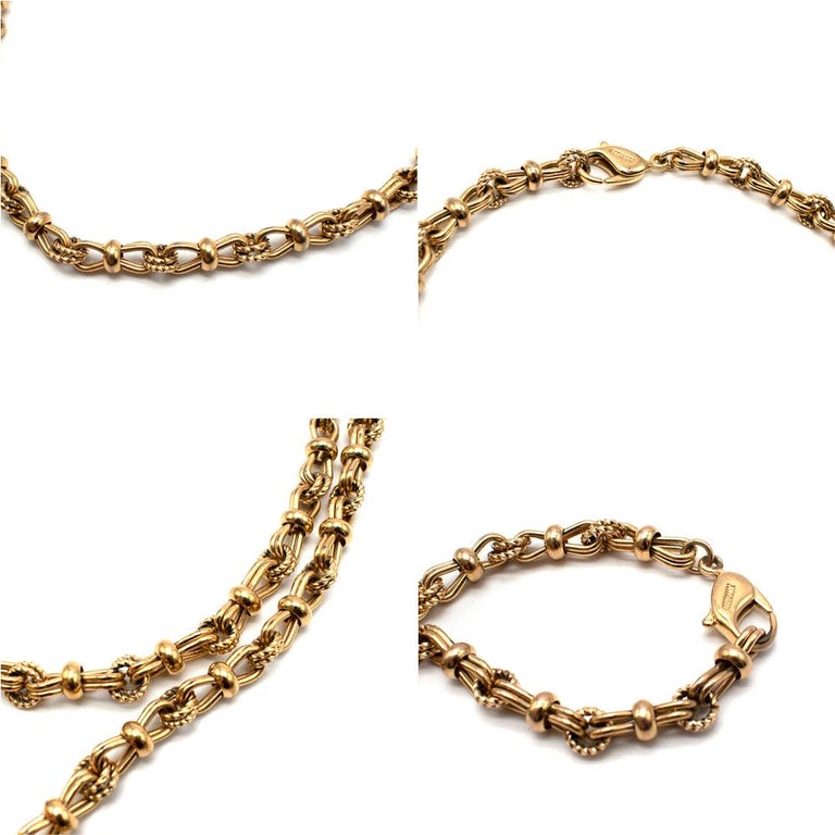 Christian Dior Gold Link Chain Necklace and Bracelet at 1stDibs