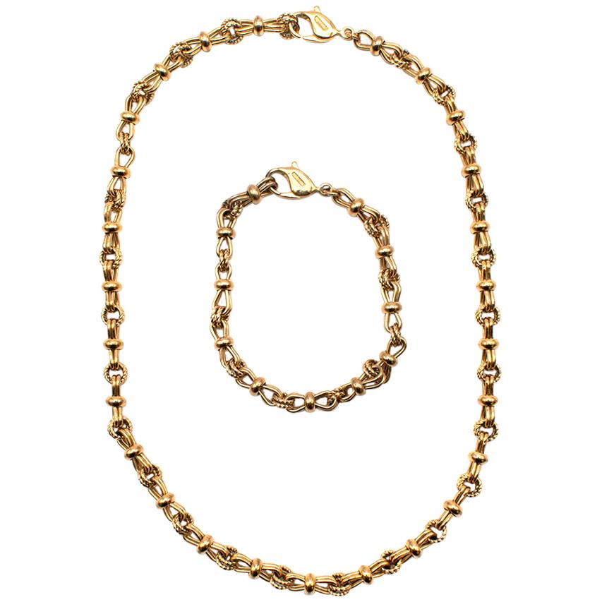 Christian Dior Gold Link Chain Necklace & Bracelet 