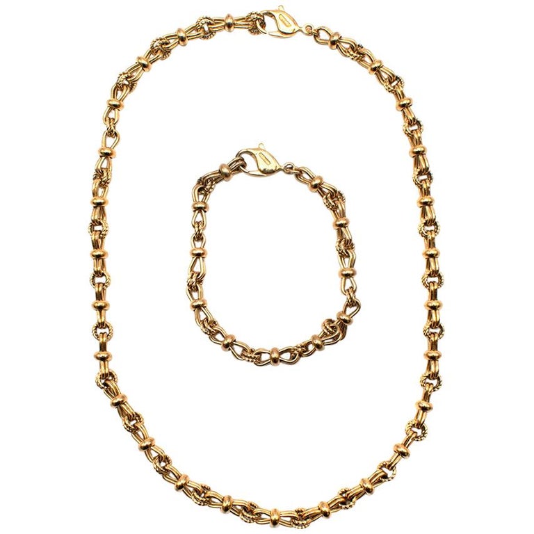 Christian Dior Gold Link Chain Necklace and Bracelet at 1stDibs