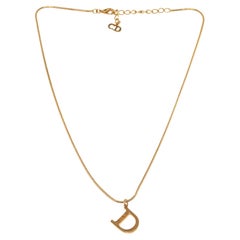 Christian Dior Gold Logo Chain Necklace with gold-tone hardware.