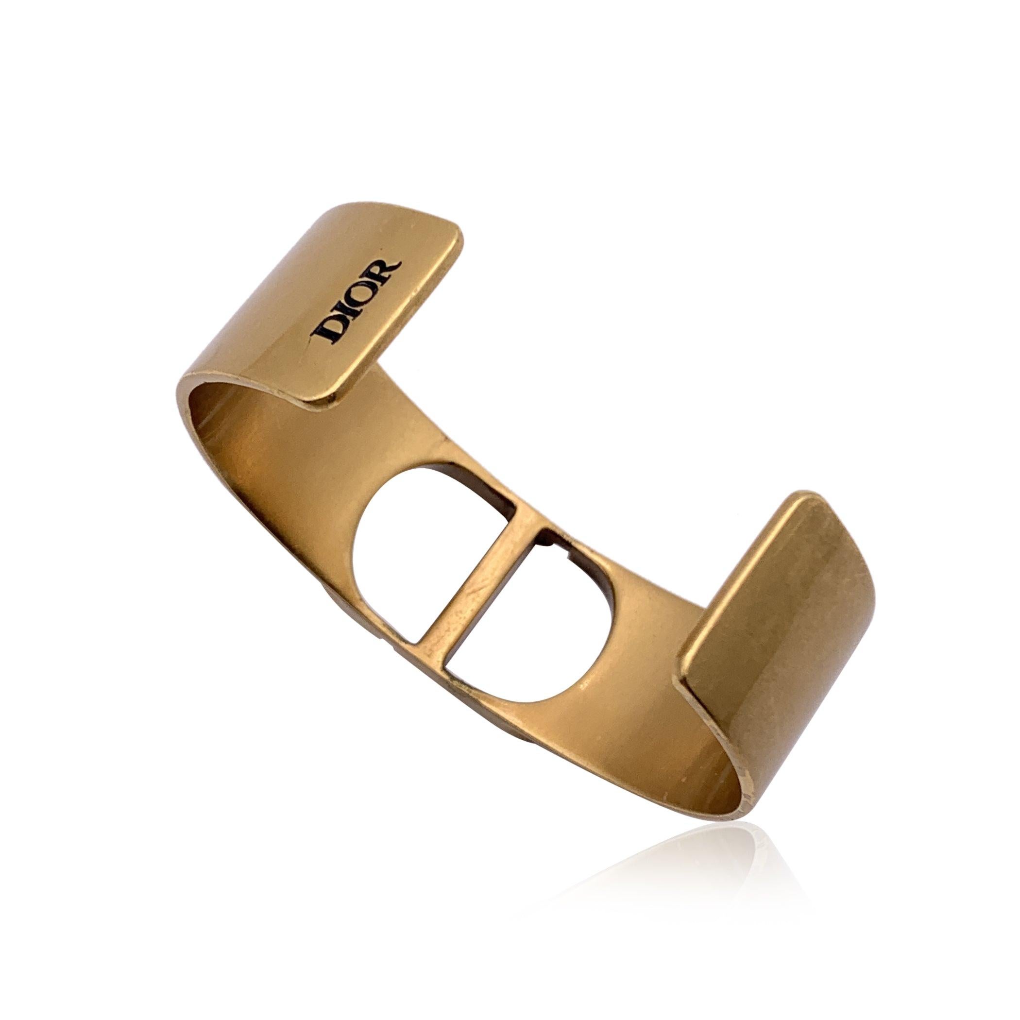 Christian Dior Gold Metall 30 Montaigne Rigid-Armreif CD-Armband Manschette Damen