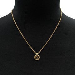 Christian Dior Gold Metal CD Logo Small Pendant Chain Necklace