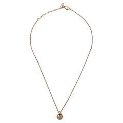 Christian Dior Gold Metal CD Logo Small Pendant Chain Necklace