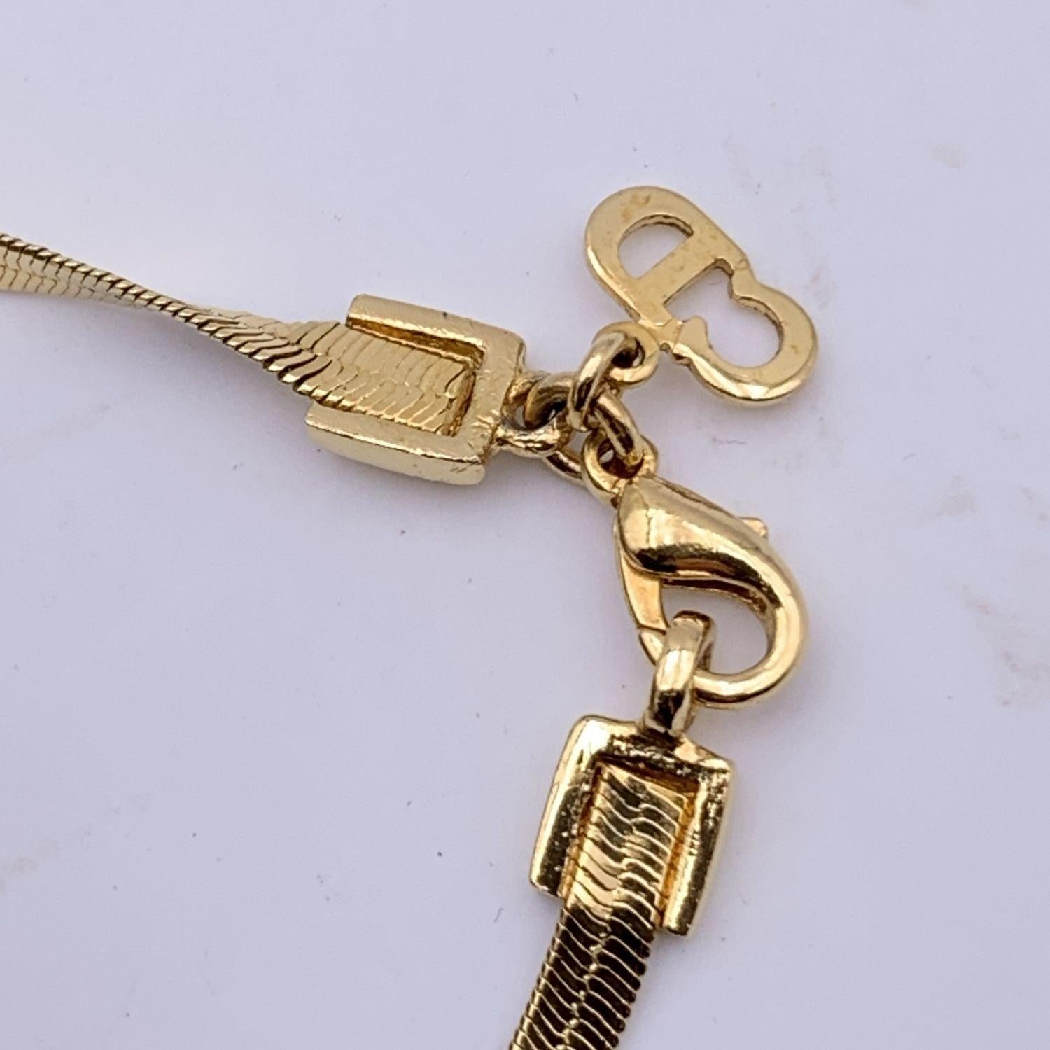 Christian Dior Gold Metal D Logo Pendant Snake Chain Bracelet In Excellent Condition In Rome, Rome