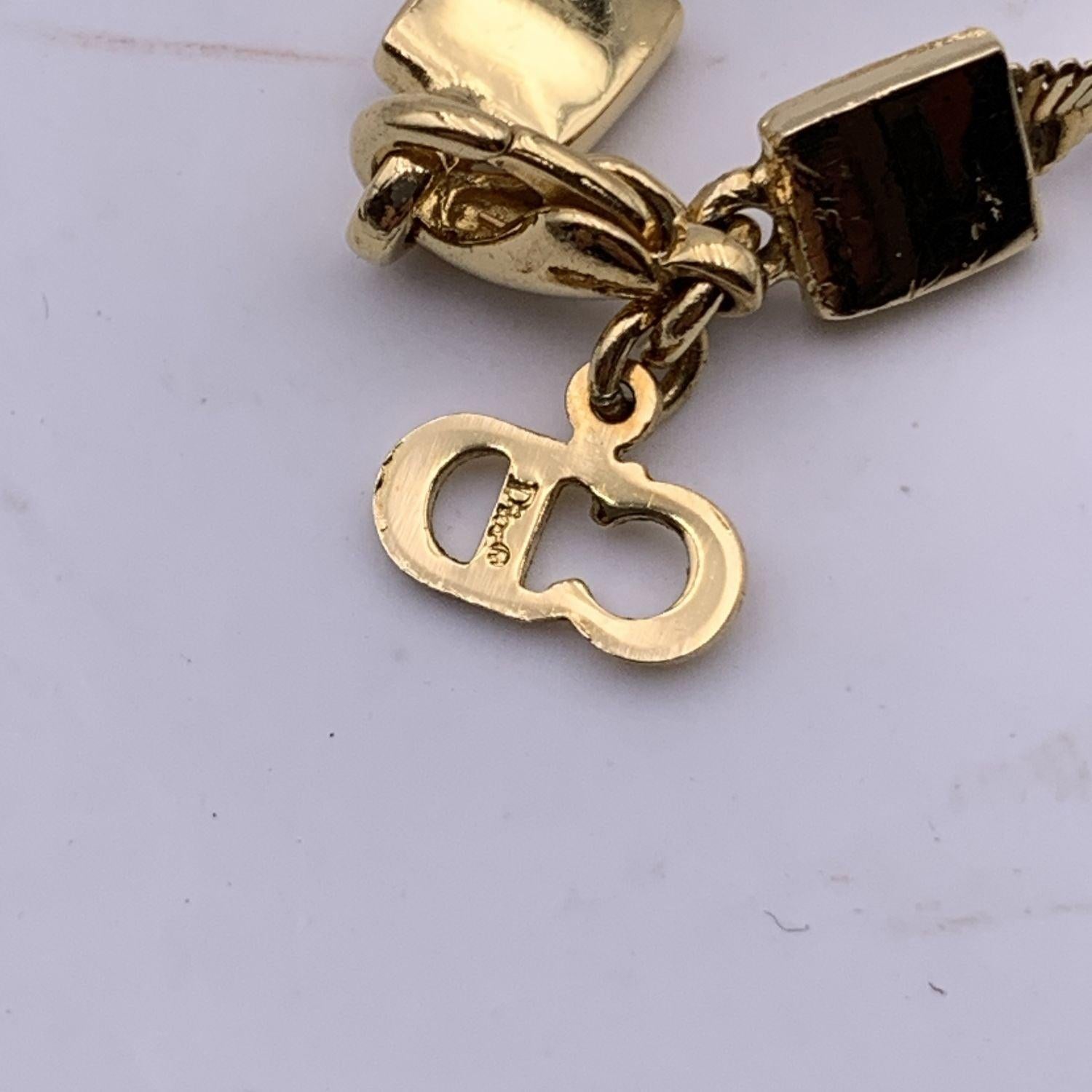 Christian Dior Gold Metal D Logo Pendant Snake Chain Bracelet 1