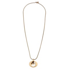 Christian Dior Gold Metal Dangling Charms Logo Necklace