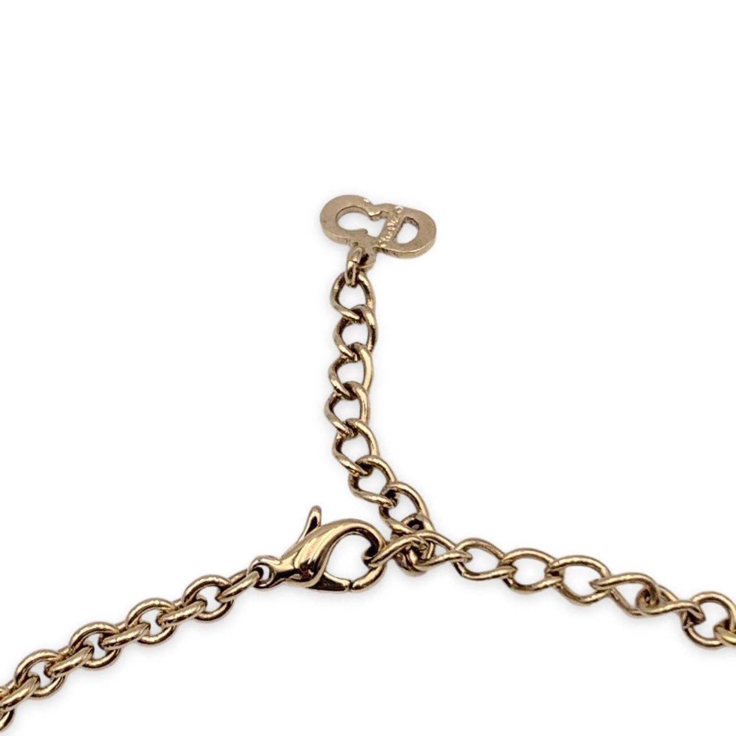 Christian Dior Gold Metal Dangling Letters Logo Necklace In Excellent Condition In Rome, Rome