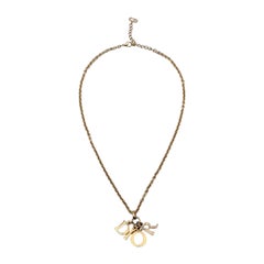 Christian Dior Gold Metal Dangling Letters Logo Necklace