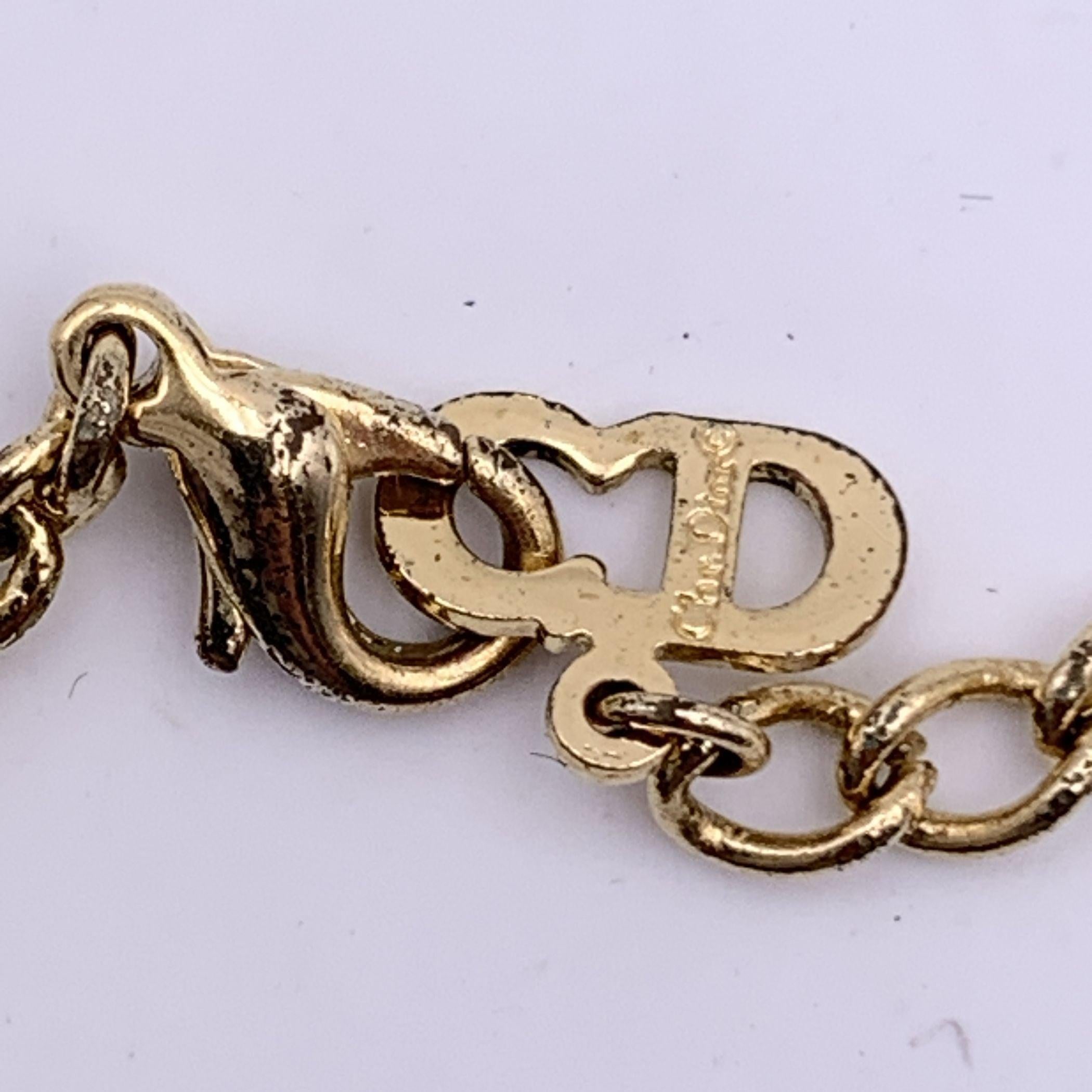 Women's Christian Dior Gold Metal Dangling Logo Letters Chain Necklace