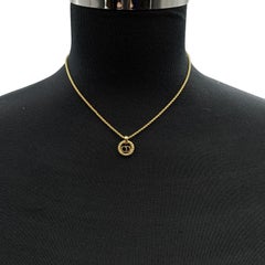 Christian Dior Gold Metal Round CD Logo Pendant Chain Necklace
