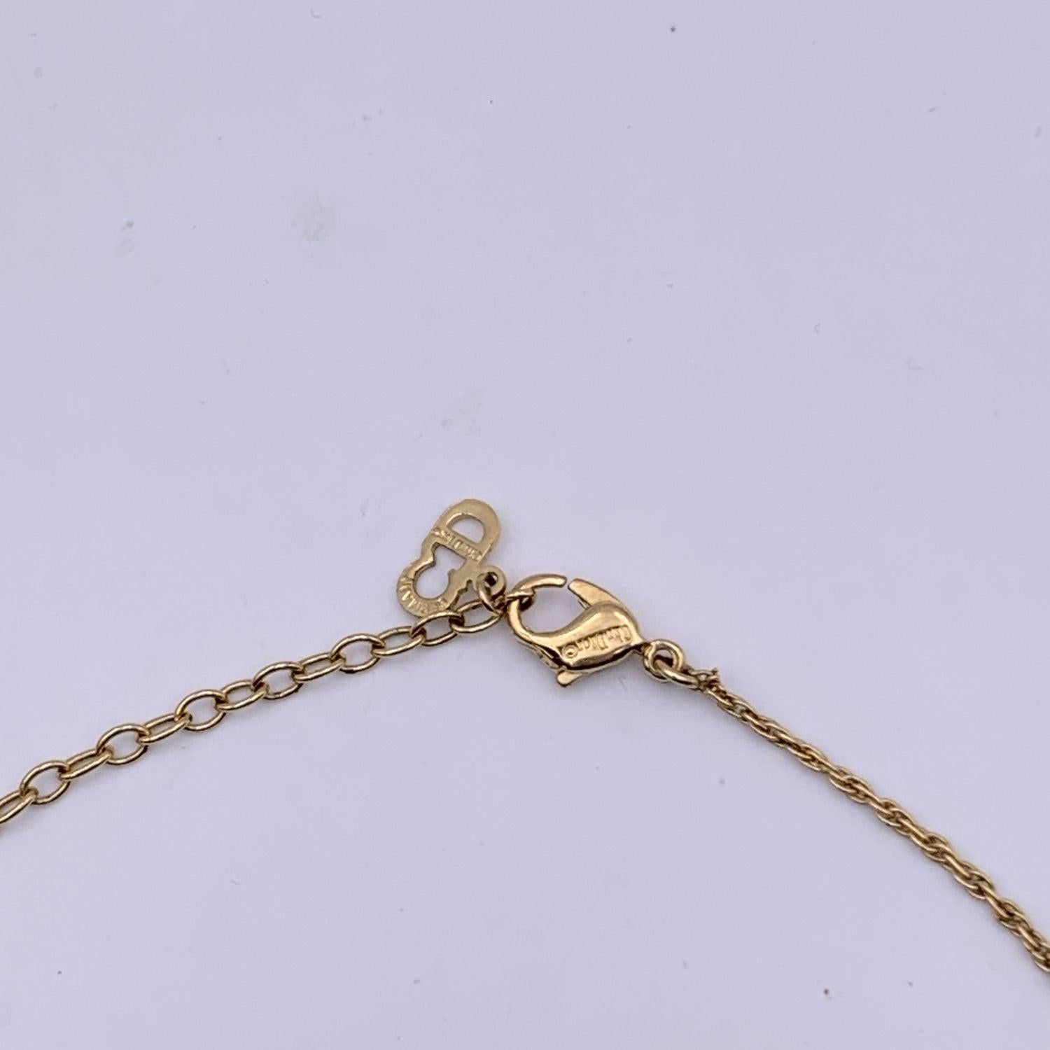 Christian Dior Gold Metal Small CD Logo Pendant Chain Necklace For Sale 2