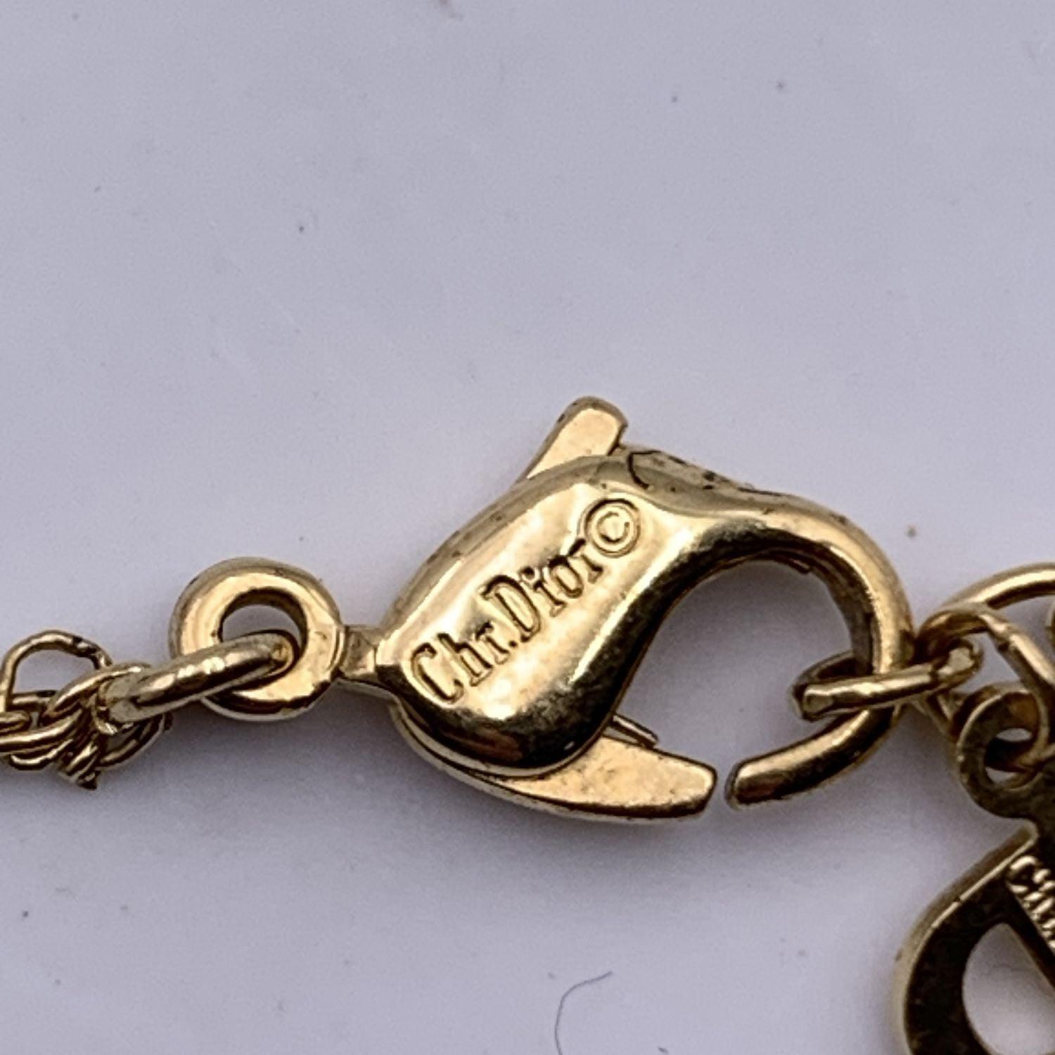 Christian Dior Gold Metal Small CD Logo Pendant Chain Necklace For Sale 4