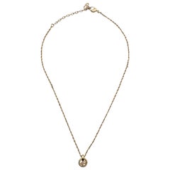 Christian Dior Collier à pendentif petit logo CD en métal doré