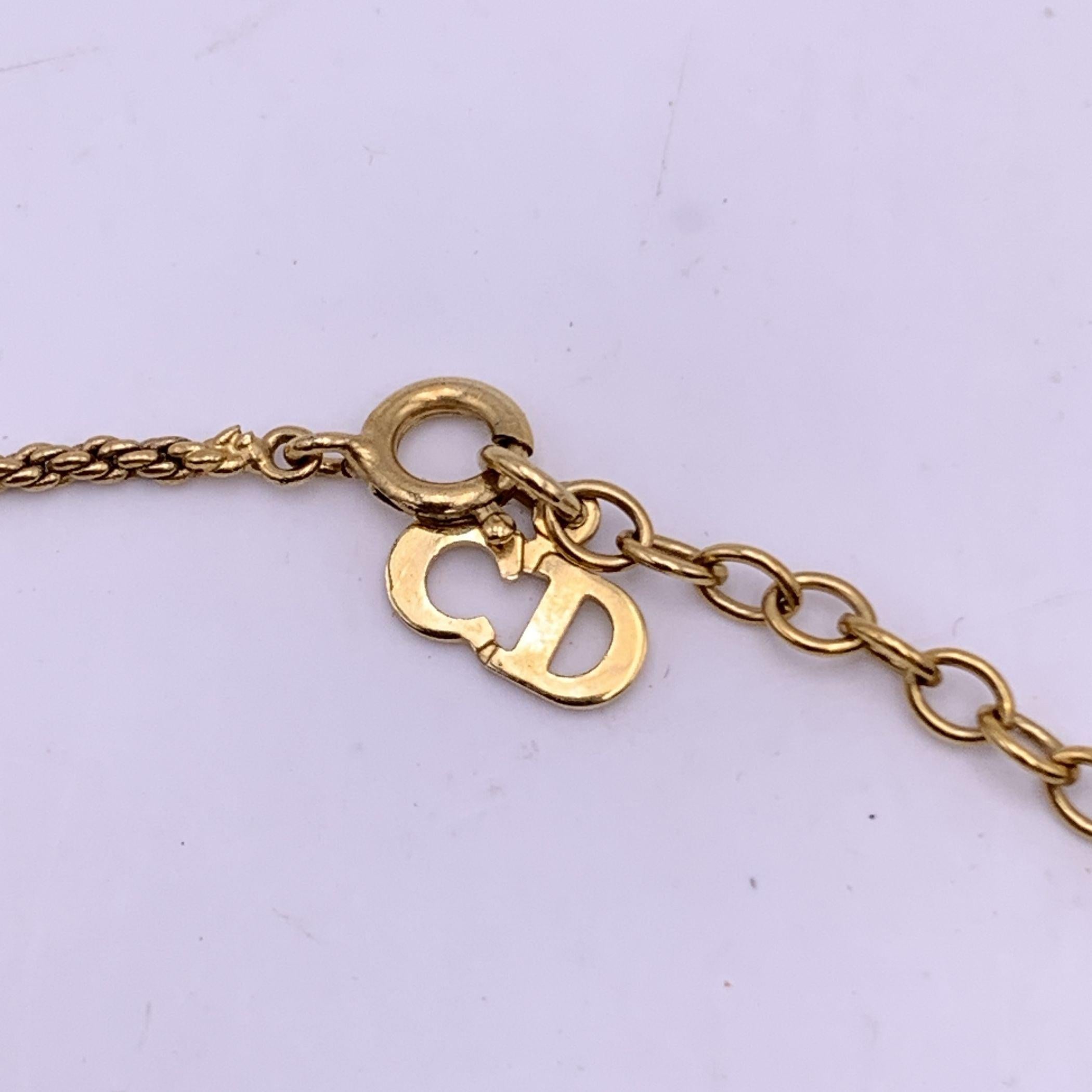 Christian Dior Gold Metal Small CD Logo Round Pendant Chain Necklace For Sale 1