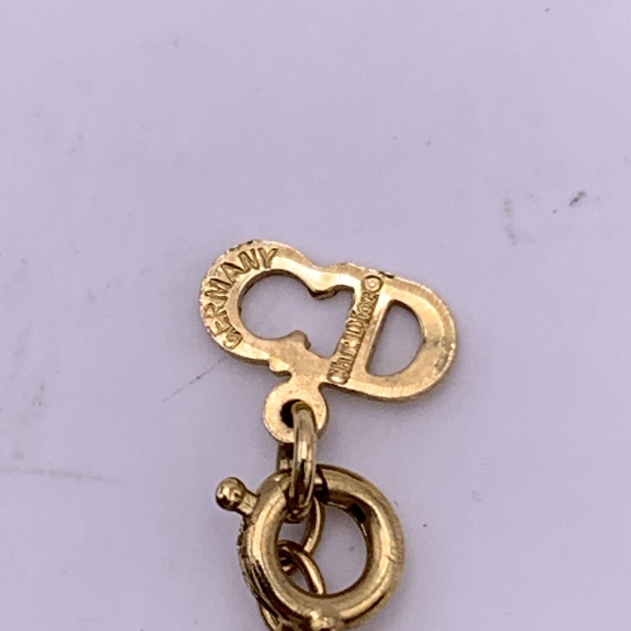 Christian Dior Gold Metal Small CD Logo Round Pendant Chain Necklace For Sale 2