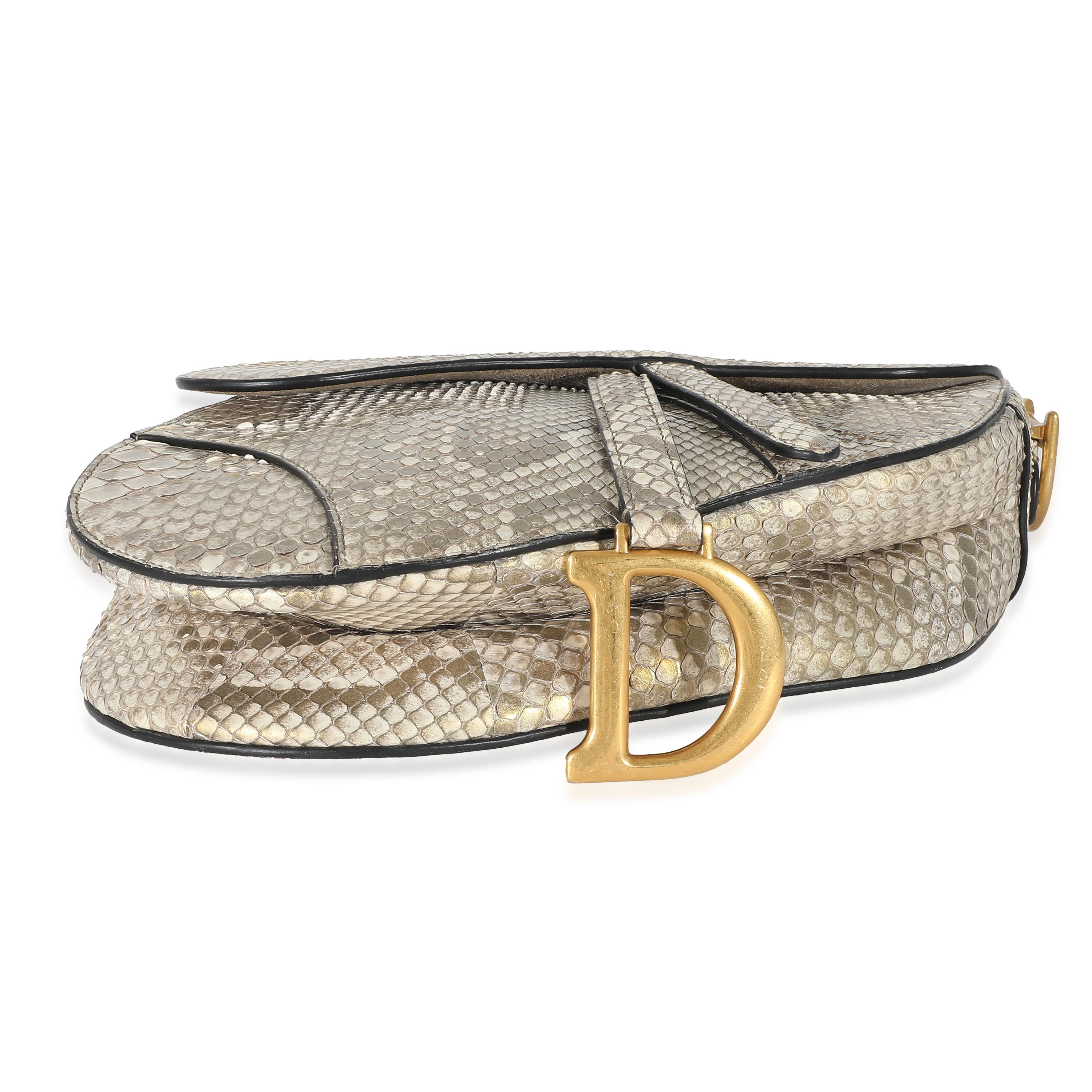 Christian Dior Gold Metallic Python Saddle Bag 1