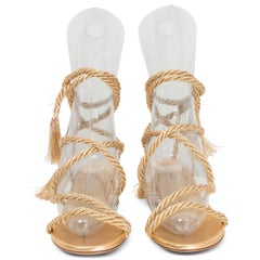 CHRISTIAN DIOR gold MYTHE ROPE Sandals Shoes 38.5