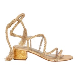 CHRISTIAN DIOR gold MYTHE ROPE Sandals Shoes 38.5