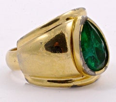 Christian Dior Gold Plated Faux Emerald Ring, circa 1980s