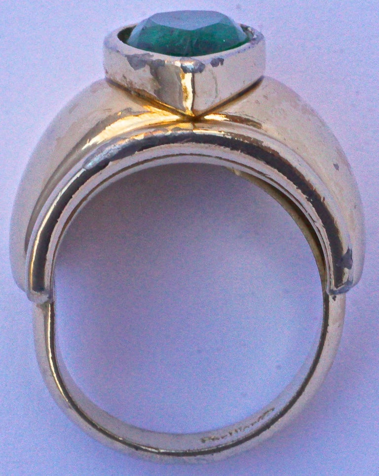 Christian Dior Gold Plated Faux Emerald Ring, circa 1980s at 1stDibs