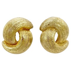 Christian Dior Gold Plated Textured Earrings circa 1980s