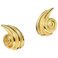 Christian Dior Gold Seashell Clip-on Earrings