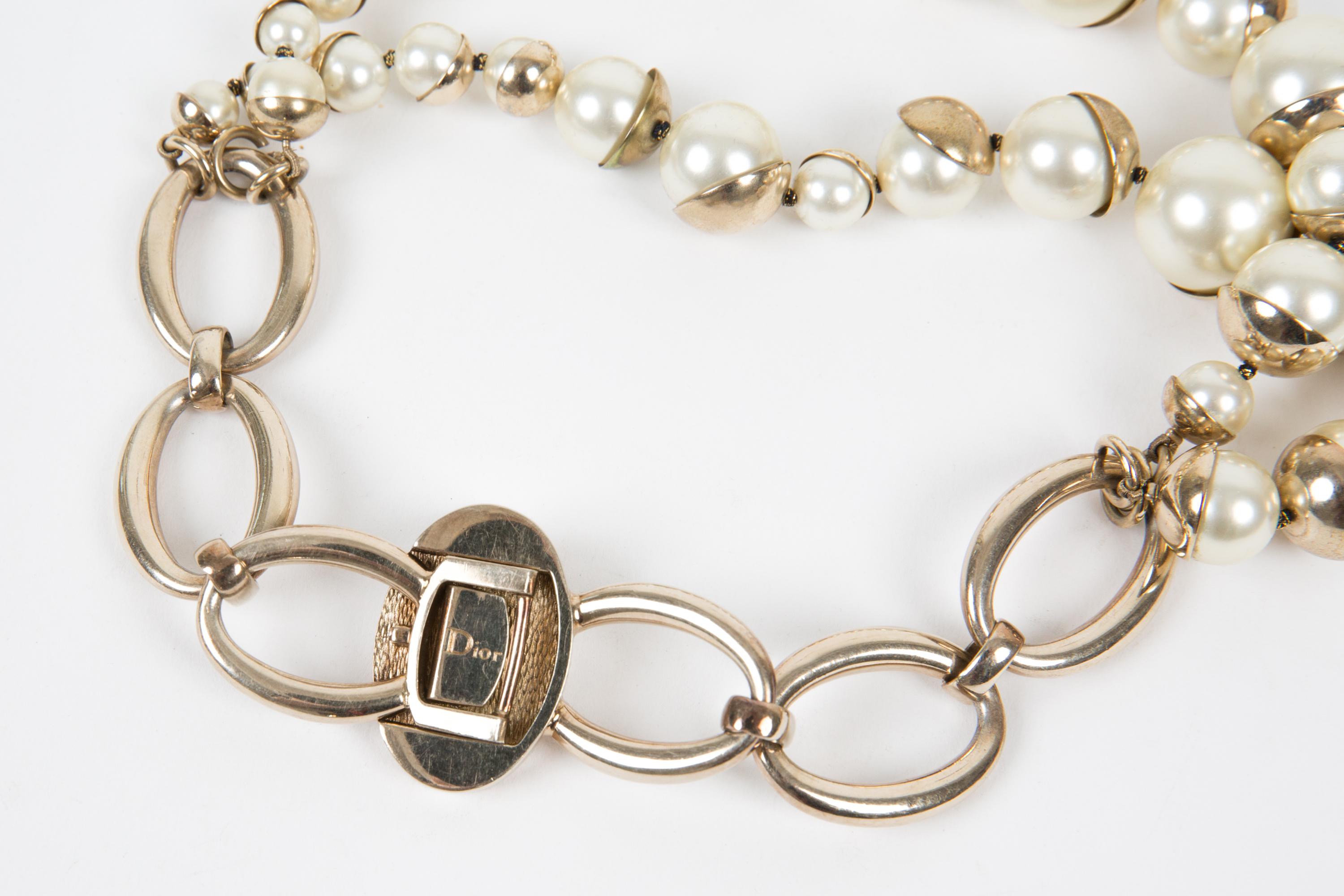 Christian Dior Gold-Tone and Ivory Faux Pearls Necklace 1