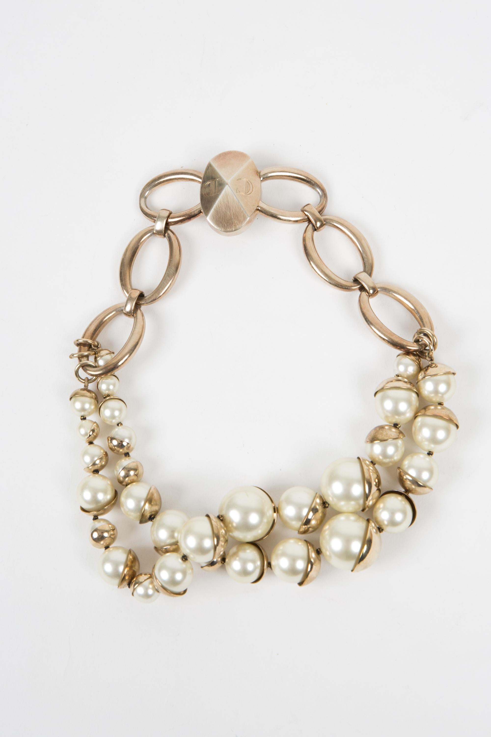 Christian Dior Gold-Tone and Ivory Faux Pearls Necklace 3