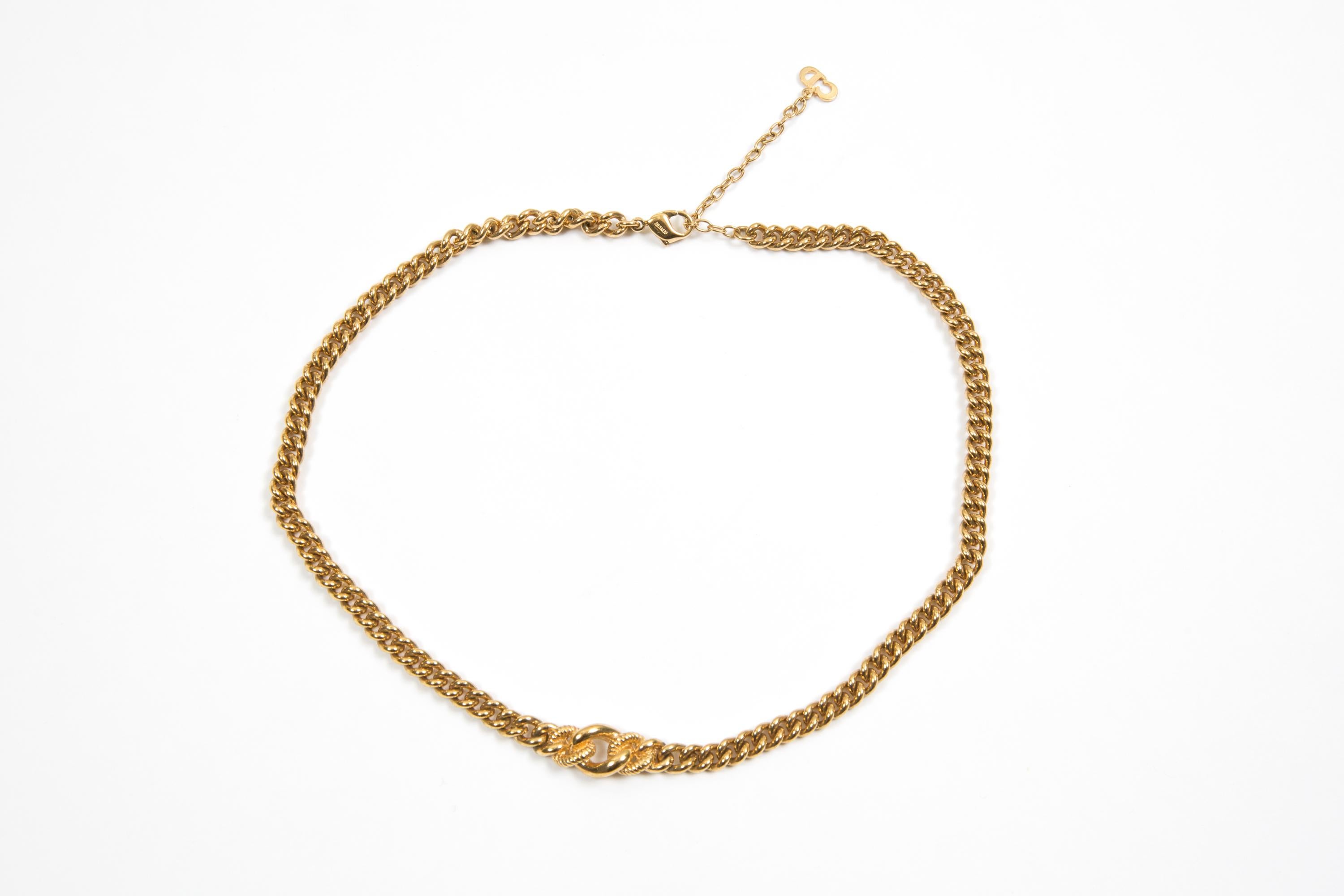 Women's Christian Dior Gold-Tone Cable Necklace For Sale