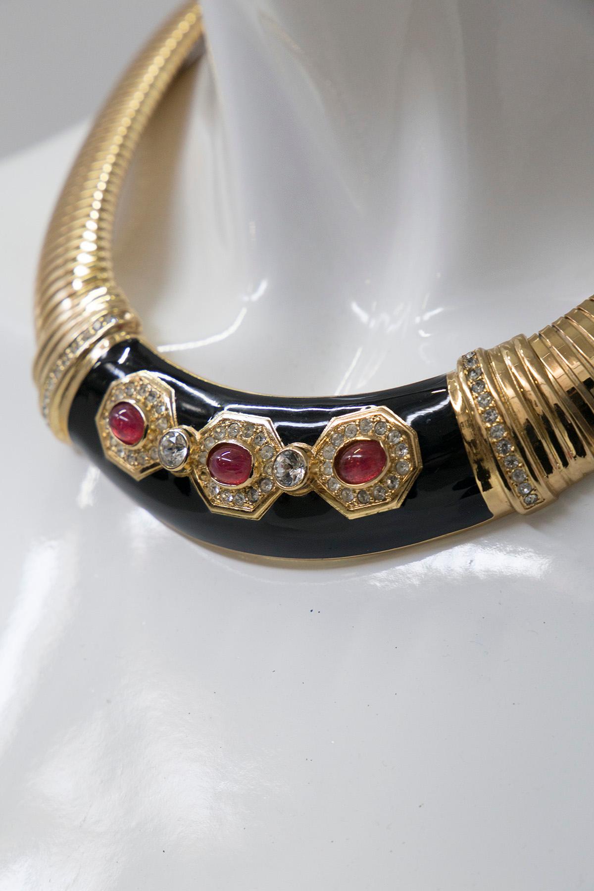 CHRISTIAN DIOR gold-tone choker necklace with red Gripoix 2