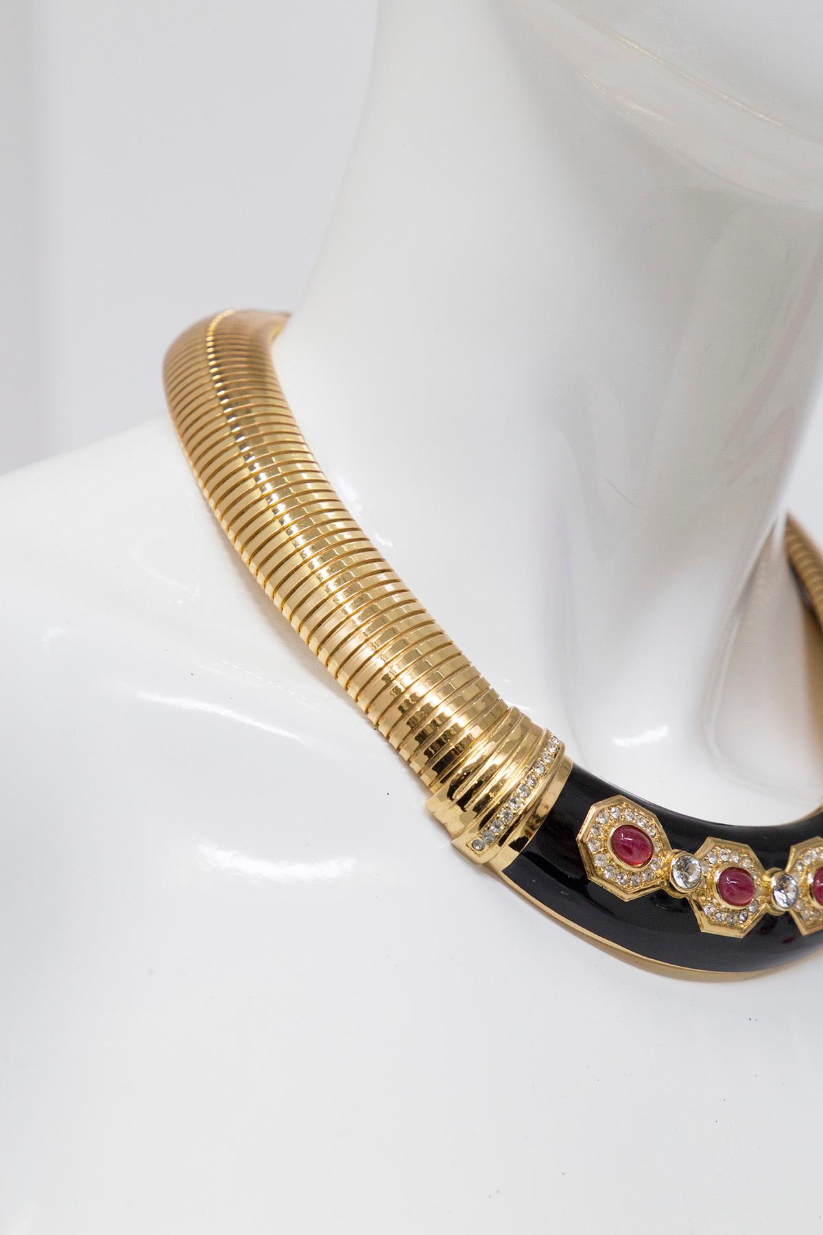 Women's CHRISTIAN DIOR gold-tone choker necklace with red Gripoix