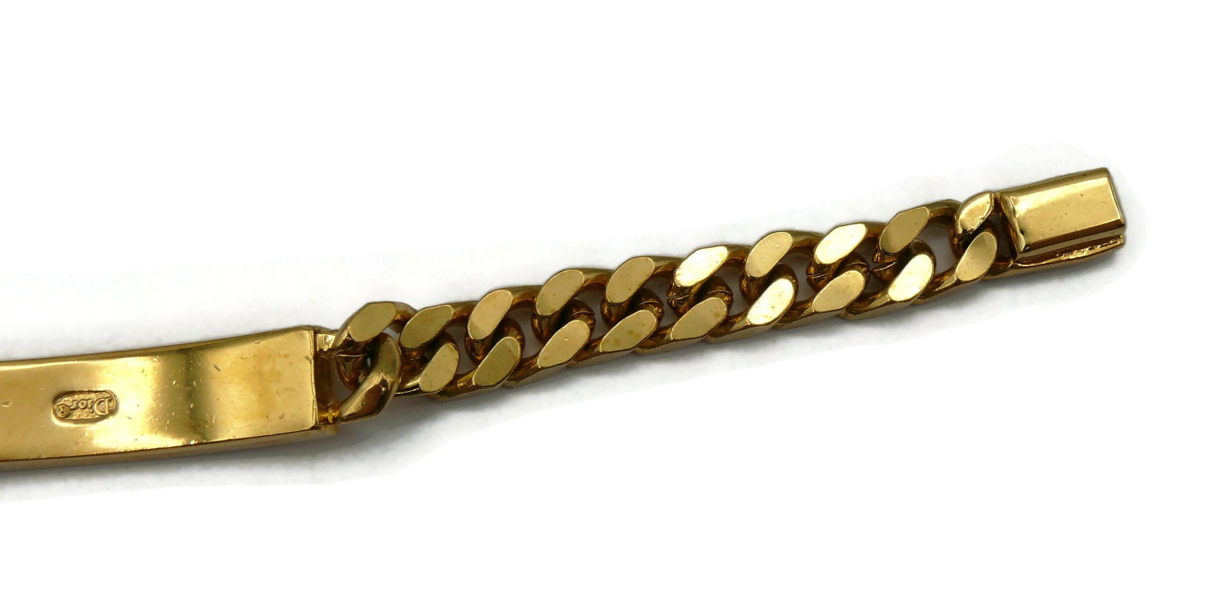 CHRISTIAN DIOR Vintage Gold Tone CHRIS Tag Bracelet For Sale 4
