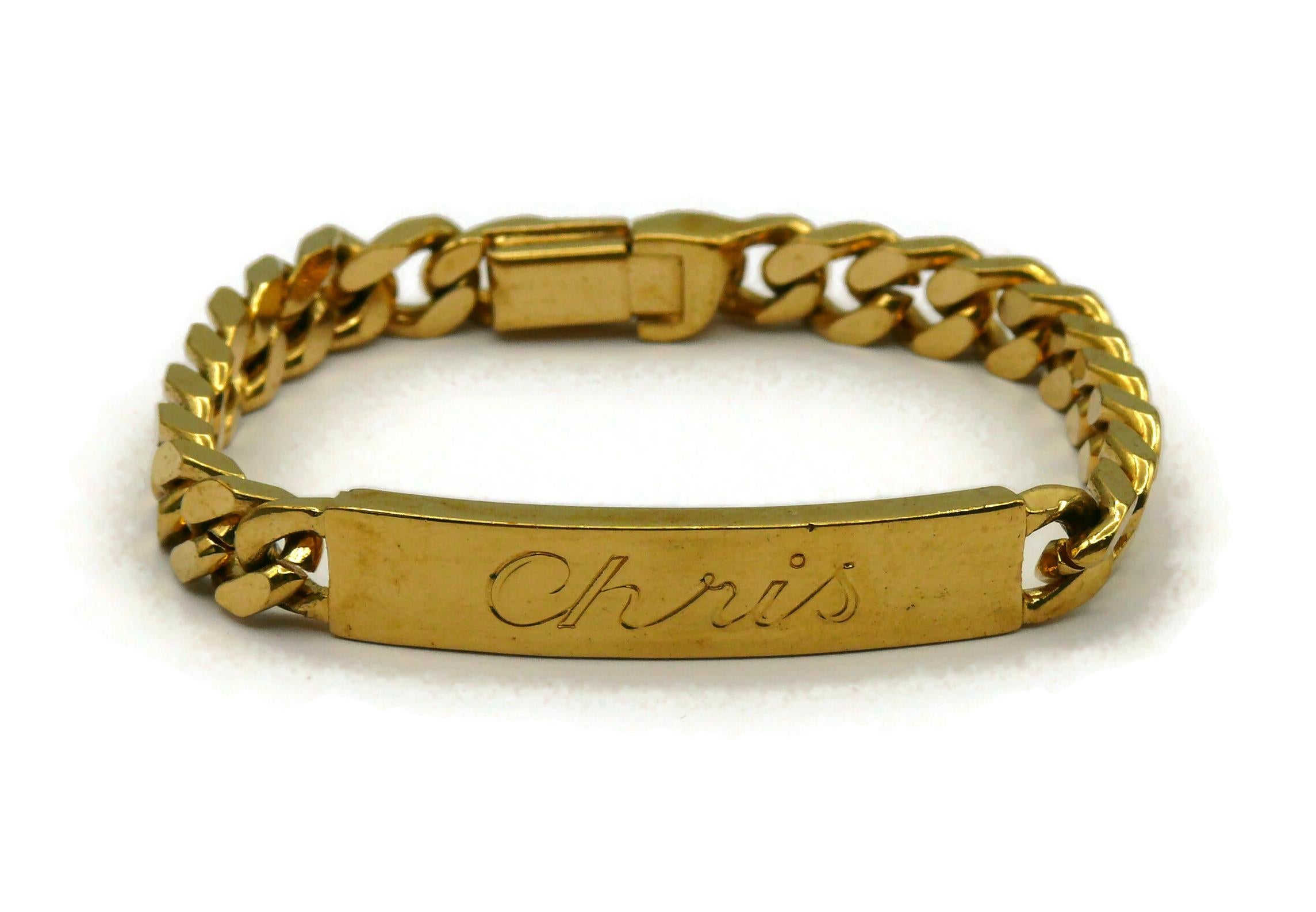 CHRISTIAN DIOR Vintage Goldfarbenes CHRIS-Tag-Armband im Zustand „Gut“ im Angebot in Nice, FR
