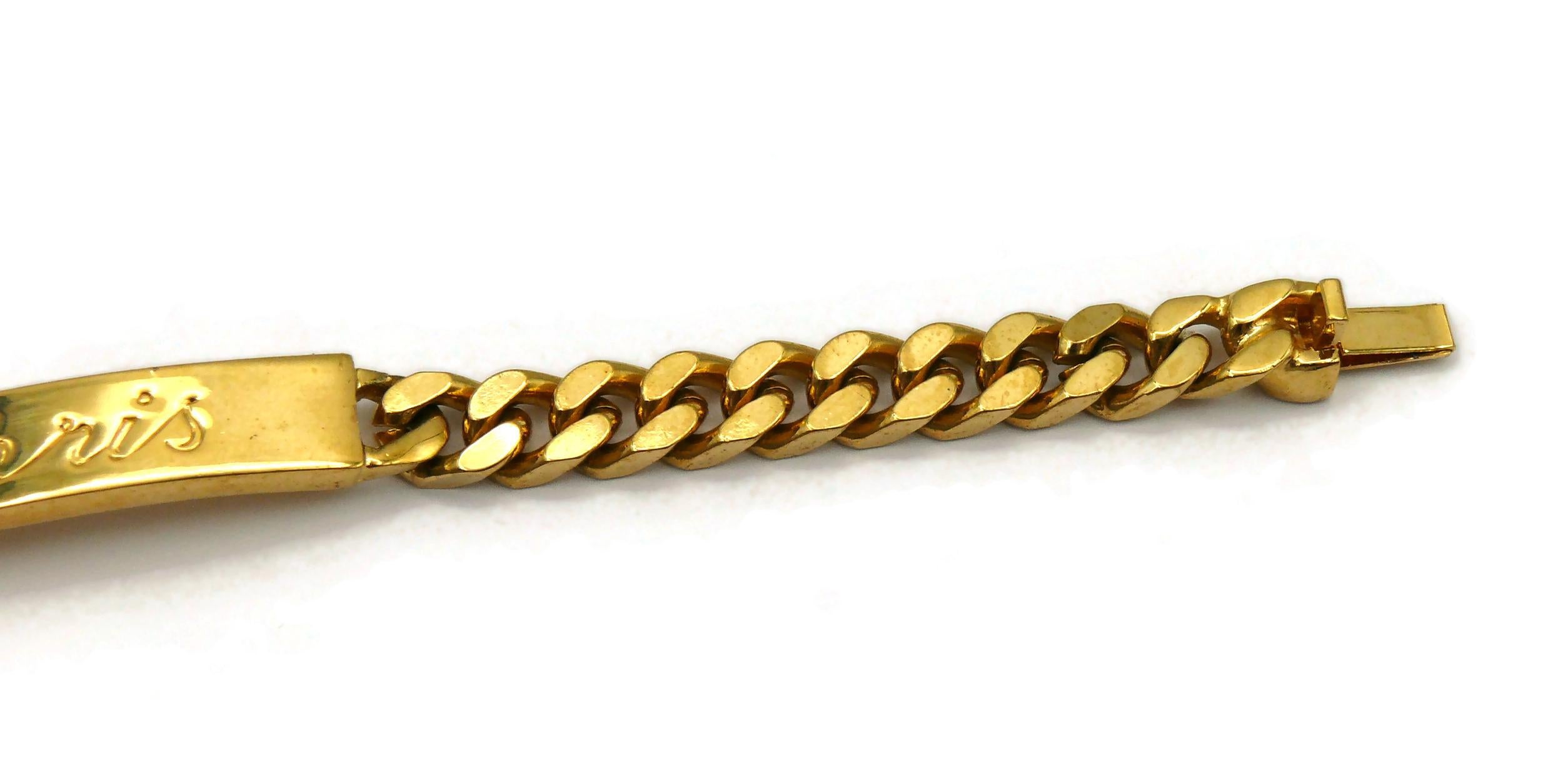 Women's CHRISTIAN DIOR Vintage Gold Tone CHRIS Tag Bracelet For Sale
