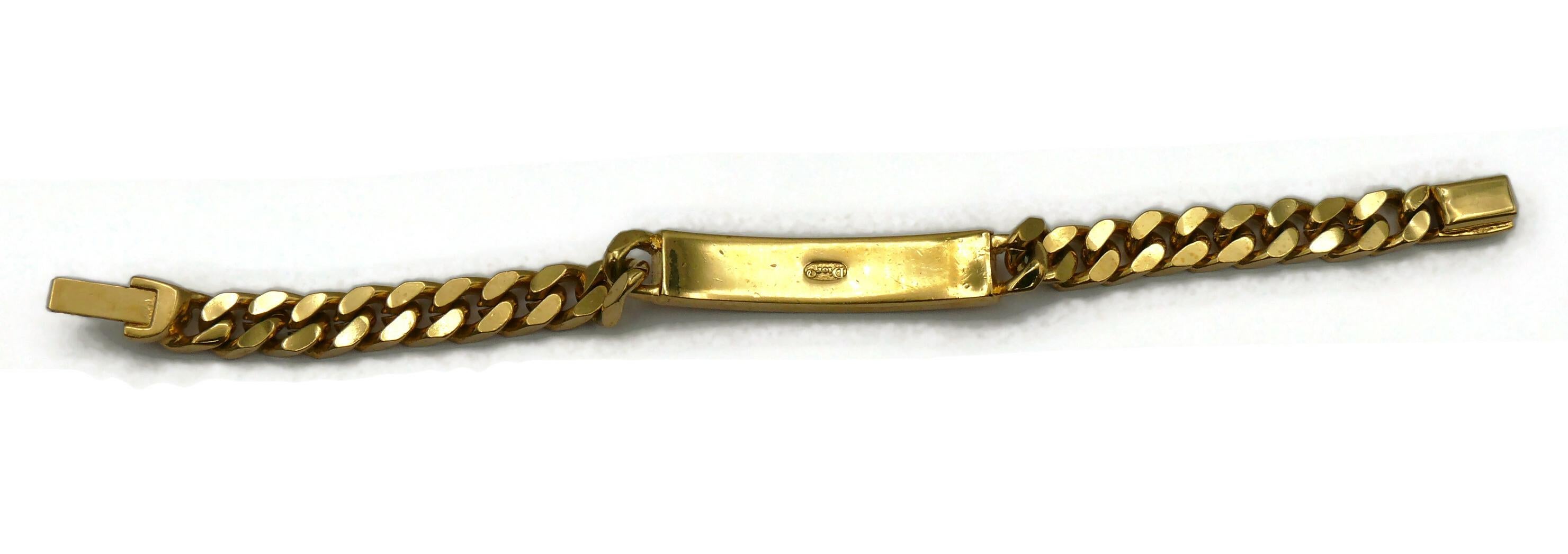 CHRISTIAN DIOR Vintage Gold Tone CHRIS Tag Bracelet For Sale 1