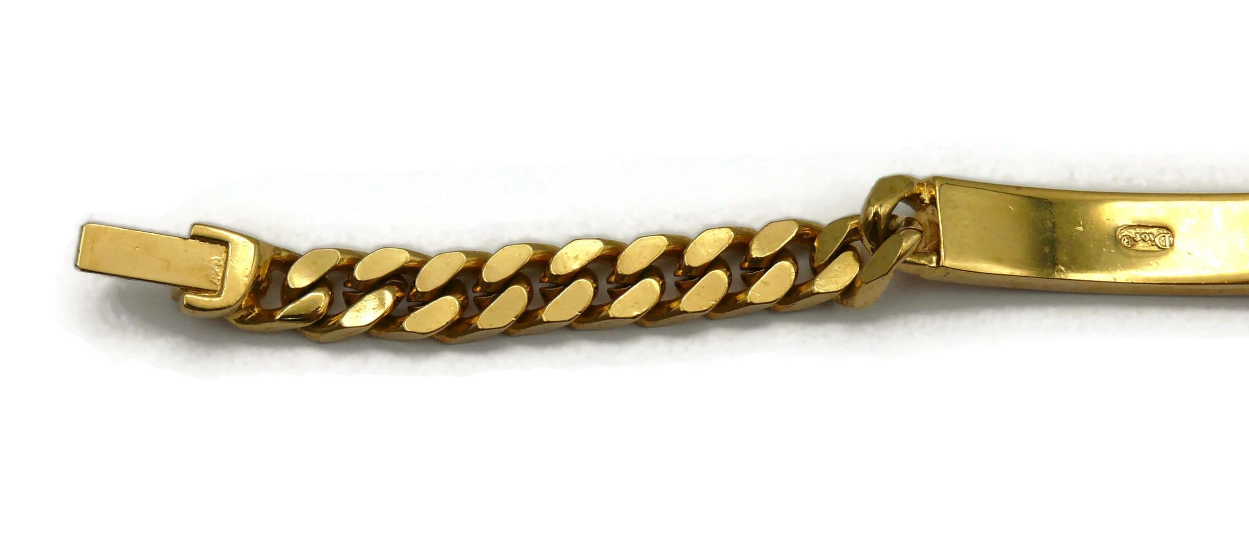 CHRISTIAN DIOR Vintage Gold Tone CHRIS Tag Bracelet For Sale 2