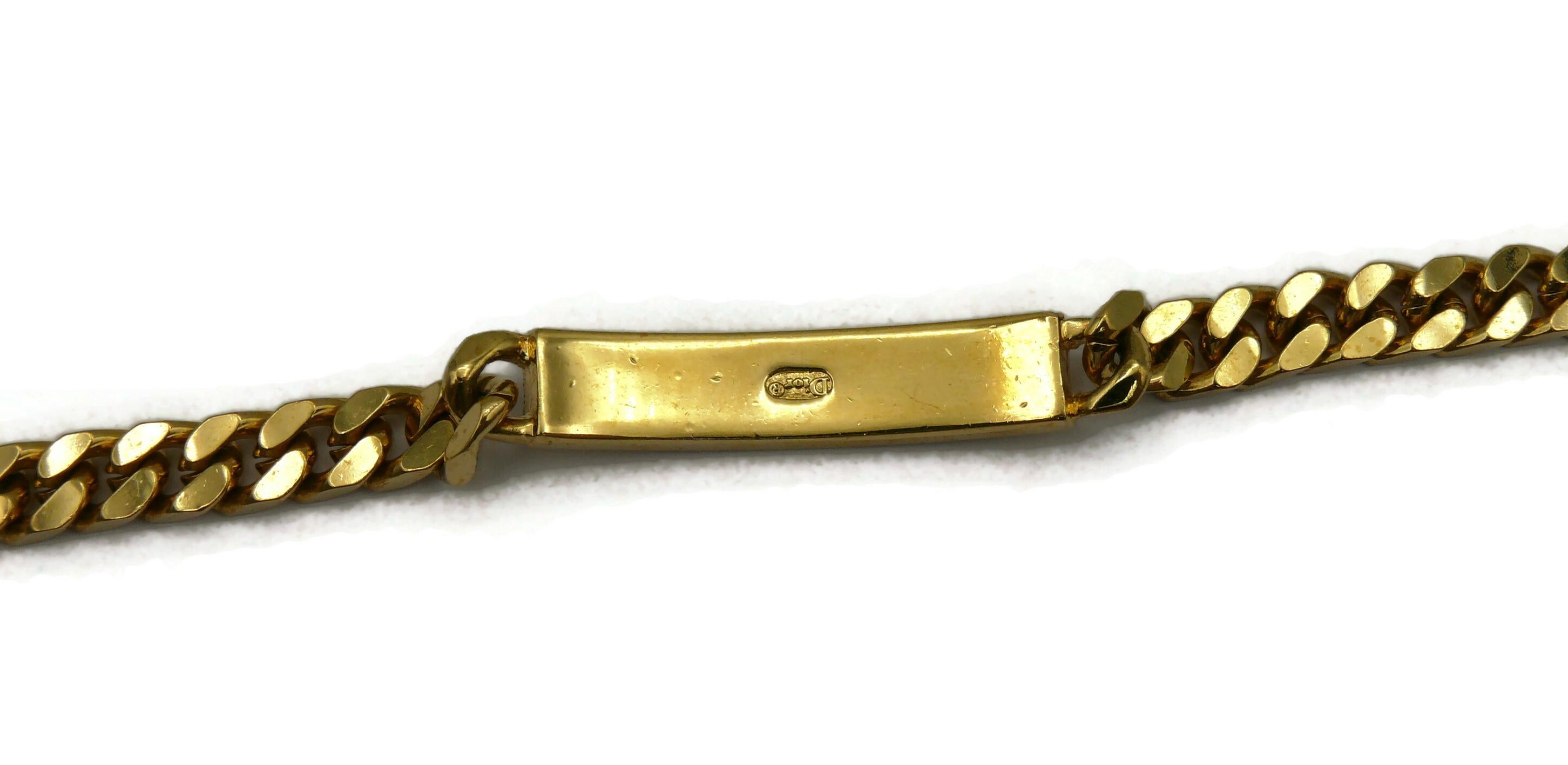 CHRISTIAN DIOR Vintage Gold Tone CHRIS Tag Bracelet For Sale 3
