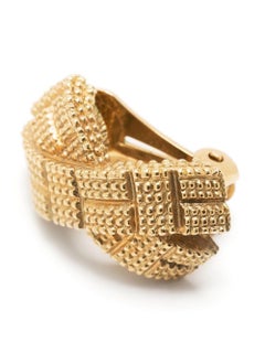 Christian Dior Goldfarbene gekreuzte Clip-On-Ohrringe