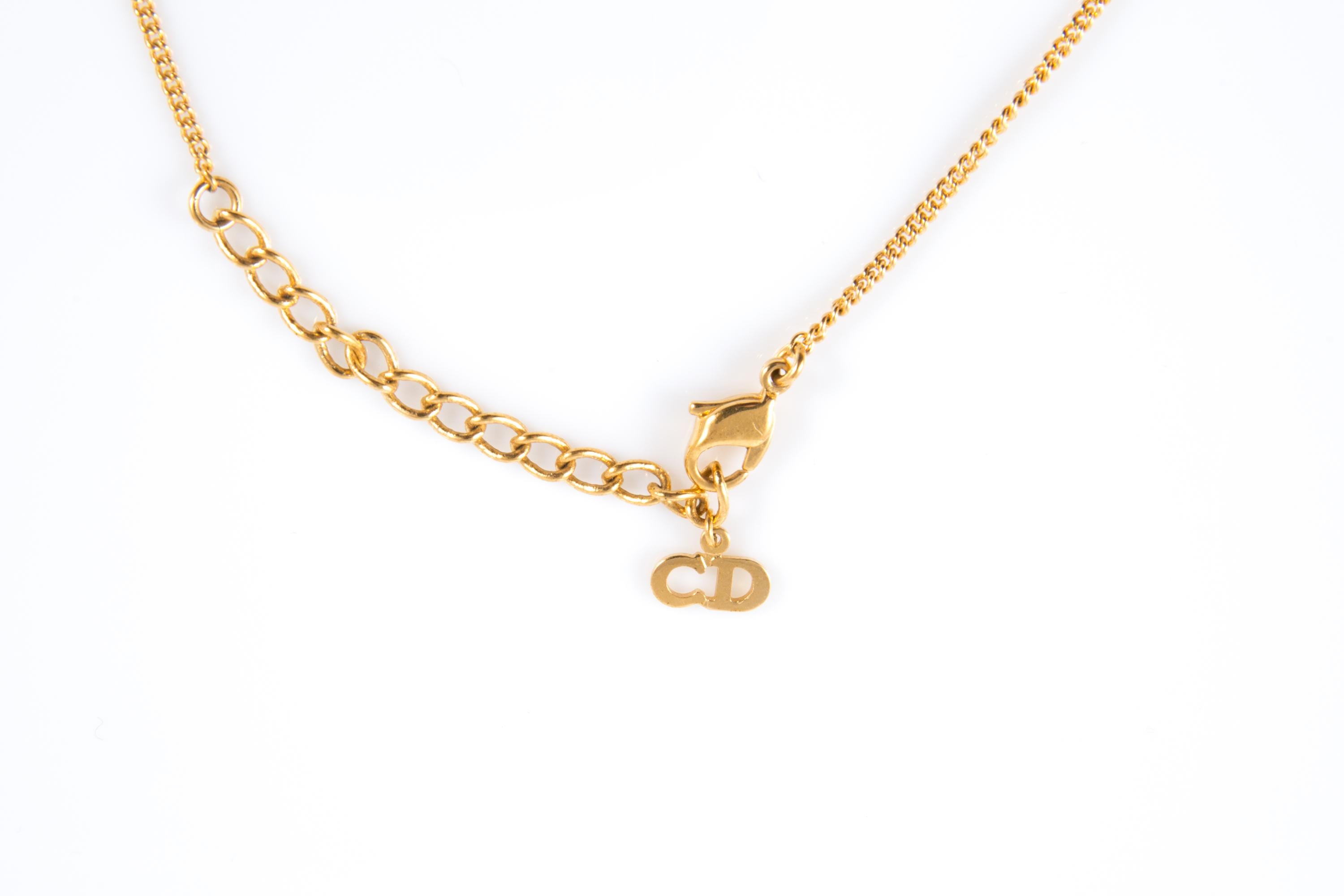 Christian Dior Gold-Tone “Dior” Necklace In Good Condition For Sale In Paris, FR