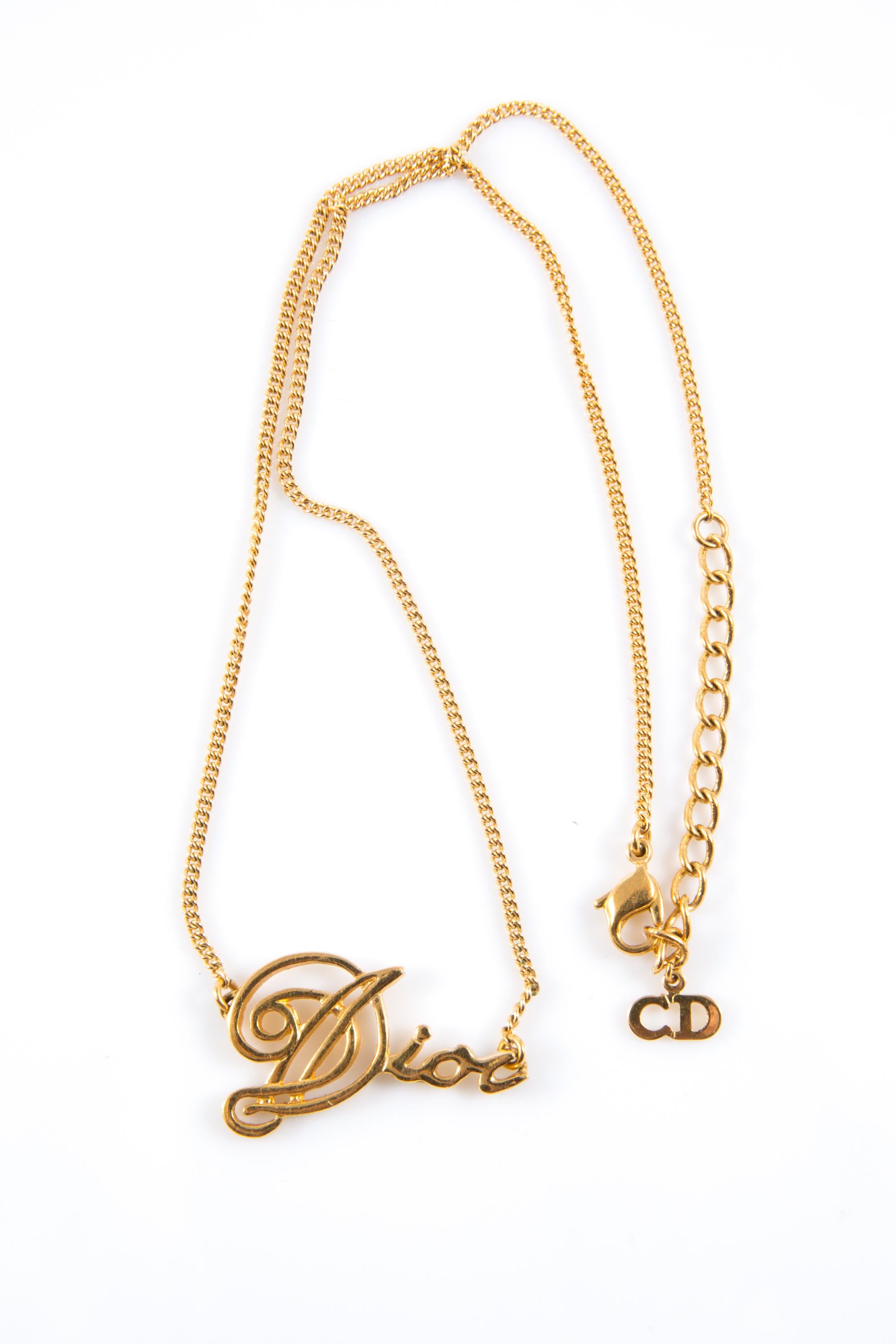 Women's Christian Dior Gold-Tone “Dior” Necklace For Sale