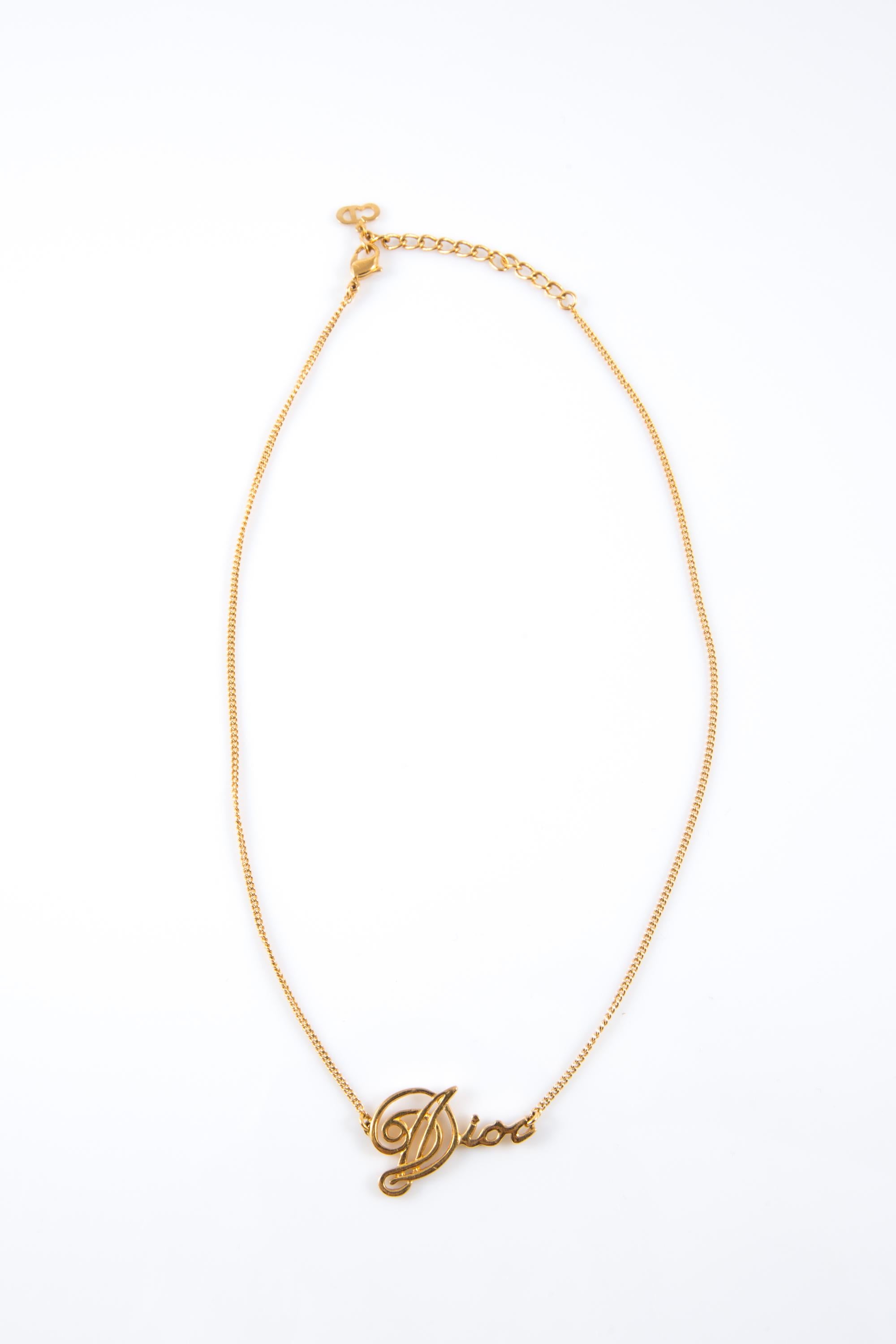 Christian Dior Gold-Tone “Dior” Necklace For Sale 1